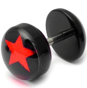 Acrylic Fake Plug - Red Star on Black