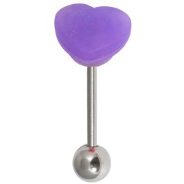 Silicone Tongue Heart on Steel Barbell