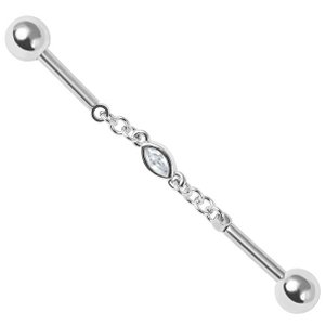 Chain Link Industrial Scaffold Barbell - Marquise Jewel