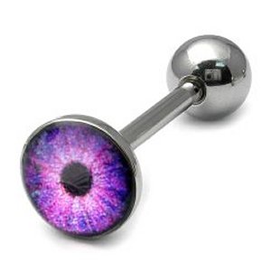 Steel Logo Tongue Bar - Purple Eye