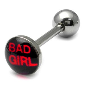 Steel Logo Tongue Bar - Bad Girl