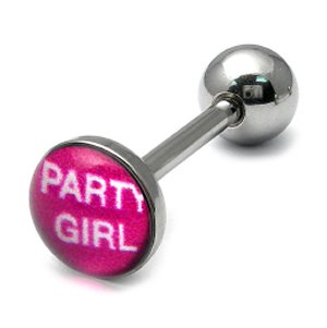 Steel Logo Tongue Bar - Party Girl