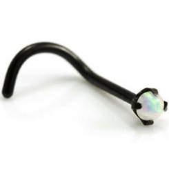 PVD Black Claw-Set Opal Nose Stud