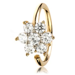 14ct Yellow Gold Jewelled Flower Continuous Ring