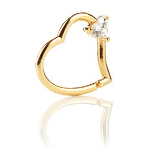 14ct Yellow Gold Heart-Shaped Jewelled Continuous Ring