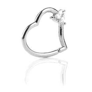 14ct White Gold Heart-Shaped Jewelled Continuous Ring
