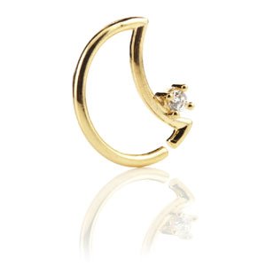 14ct Yellow Gold Moon-Shaped Jewelled Continuous Ring