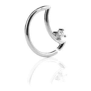 14ct White Gold Moon-Shaped Jewelled Continuous Ring