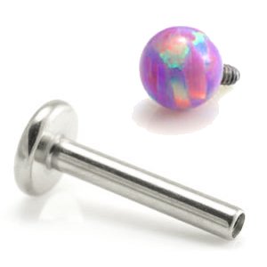 1.2mm Gauge Titanium Opal Ball Labret - Internally-Threaded