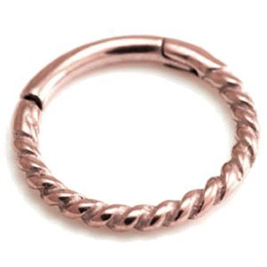 1.2mm Gauge Twisted Rope PVD Rose Gold Hinged Segment Ring