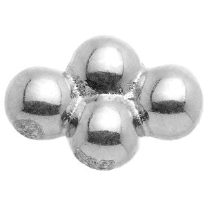 1.2mm Gauge 14ct White Gold Four Dots Attachment - Internally-Threaded
