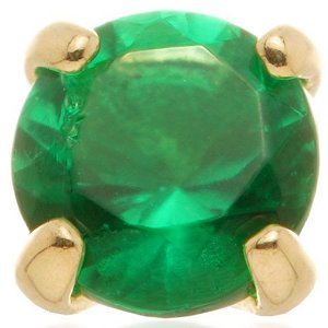 1.2mm Gauge 14ct Yellow Gold Claw Set Emerald Gem Attachment - Internally-Threaded