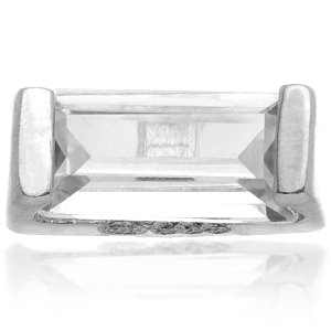 1.2mm Gauge 14ct White Gold Jewelled Rectangle Attachment - Internally-Threaded