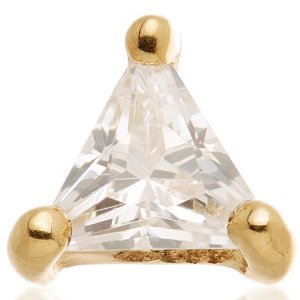 1.2mm Gauge 14ct Yellow Gold Jewelled Triangle Attachment - Internally-Threaded