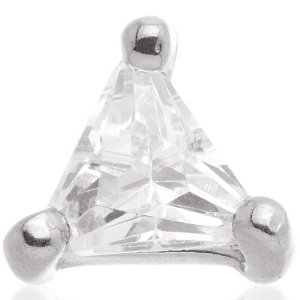 1.2mm Gauge 14ct White Gold Jewelled Triangle Attachment - Internally-Threaded