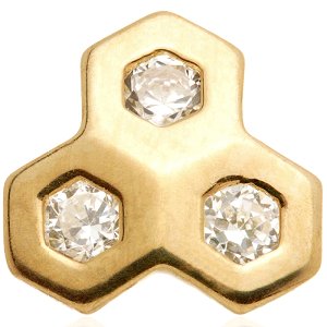 1.2mm Gauge 14ct Yellow Gold Jewelled Honeycomb Attachment - Internally-Threaded