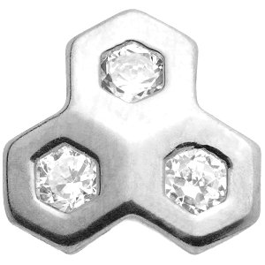 1.2mm Gauge 14ct White Gold Jewelled Honeycomb Attachment - Internally-Threaded