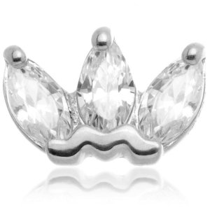 1.2mm Gauge 14ct White Gold Triple Jewelled Marquise Attachment - Internally-Threaded