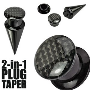 2-in-1 Plug & Stretcher Set - Black Carbon
