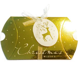 Gold Christmas Gift Box with Matching Tag