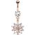 Rose Gold-Plated Jewelled Flower Belly Bar - view 1