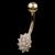 9ct Gold Oval Flower Belly Bar - view 4