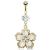 Gold-Plated Tropical Flower Belly Bar - view 1