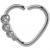 Triple Jewelled Heart-Shaped Steel Continuous Ring - view 1