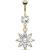 Gold-Plated Jewelled Flower with Pearl Belly Bar - view 1