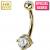 14ct Gold Solitaire Belly Bar - view 1