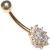 9ct Gold Oval Flower Belly Bar - view 3