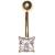 9ct Gold Square Belly Bar - view 1