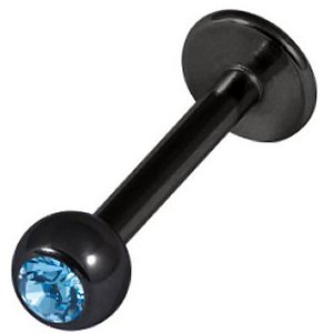 1.2mm Gauge PVD Black on Steel Jewelled Labret