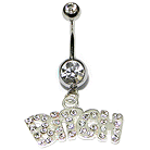 Sparkly Dangly Belly Bar - Bitch