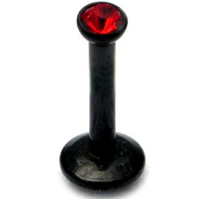 PVD Black Internally-Threaded Jewelled Labret