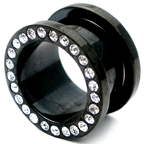 PVD Black Jewelled Two-Piece Flesh Tunnel