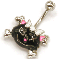 Black Cat with Crossbones Belly Bar