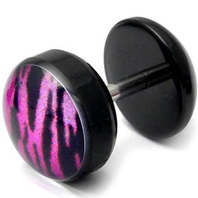 Acrylic Fake Plug - Pink Tiger Skin