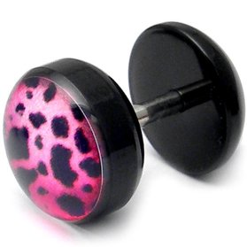 Acrylic Fake Plug - Pink Leopard Skin