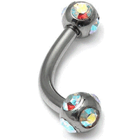 1.2mm Gauge Steel Banana with Multi-Jewelled Balls