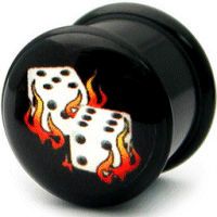 Dice Flames Acrylic Plug