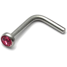 L-Shaped Jewelled Steel Nose Stud