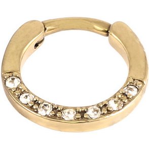 7 Gem PVD Gold Septum Clicker Ring