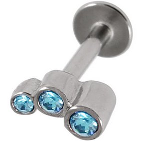 Curved Triple Gem Steel Labret