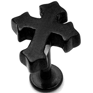 PVD Black Crucifix Labret
