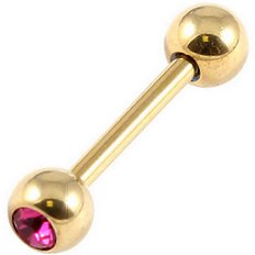1.6mm Gauge PVD Gold on Steel Jewelled Barbell