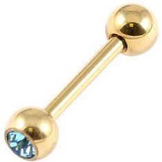 1.2mm Gauge PVD Gold on Steel Jewelled Barbell