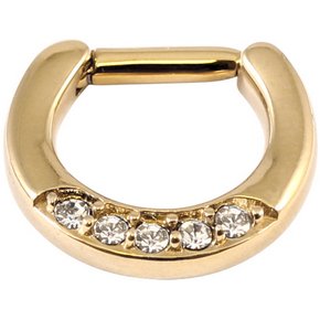 5 Gem PVD Gold Septum Clicker Ring