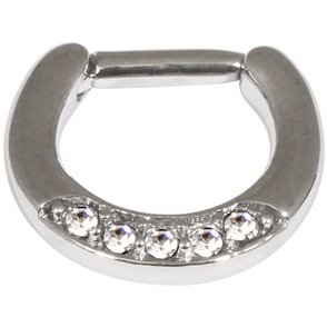 5 Gem Steel Septum Clicker Ring