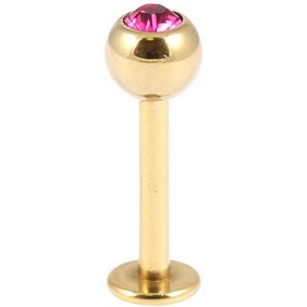 1.2mm Gauge PVD Gold on Steel Jewelled Labret